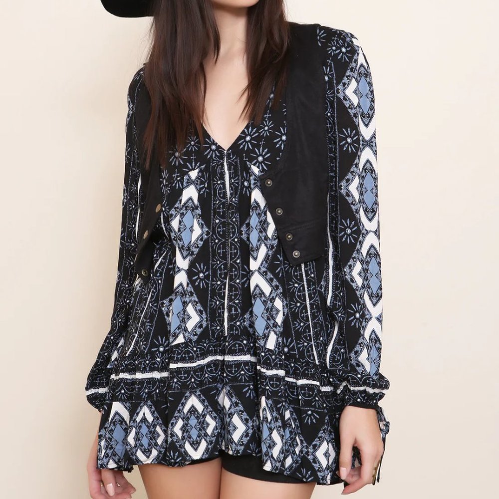 Free People Down By The Bay Boho V-neck tunic